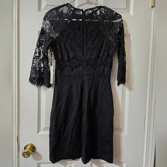 NWT BB Dakota Princeton Lace Mini Dress, Sheer Black Lace, Bodycon Silhouette. - Picture 8 of 11